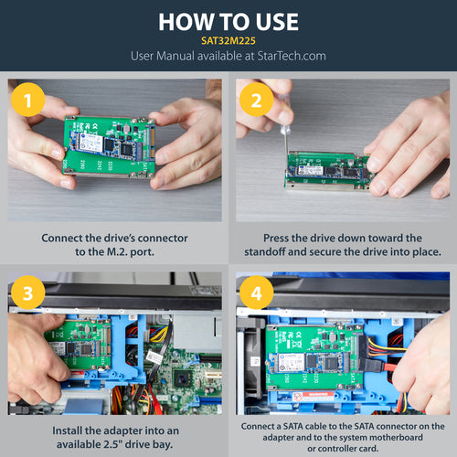 StarTech.com M.2 SATA SSD to 2.5in SATA Adapter - M.2 NGFF to SATA Converter - 7mm - Open-Frame Bracket - M2 Hard Drive Adapter