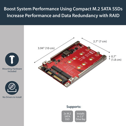 StarTech.com Dual-Slot M.2 Drive to SATA Adapter for 2.5