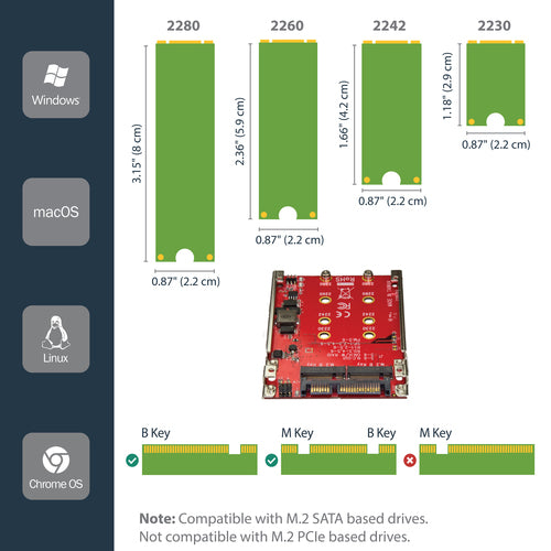 StarTech.com Dual-Slot M.2 Drive to SATA Adapter for 2.5