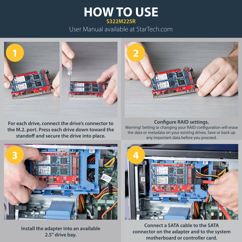 StarTech.com Dual-Slot M.2 Drive to SATA Adapter for 2.5