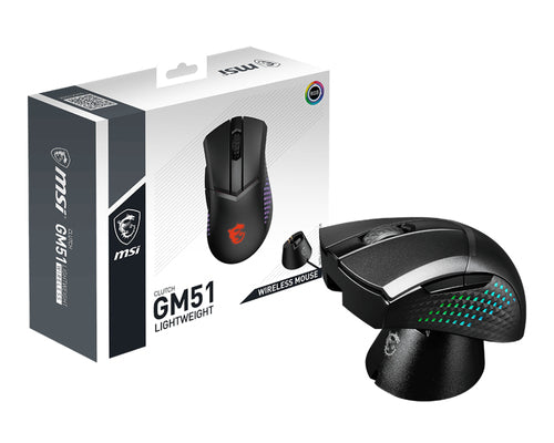 MSI CLUTCH GM51 LIGHTWEIGHT WIRELESS mouse Gaming Right-hand RF Wireless + Bluetooth + USB Type-C Optical 26000 DPI