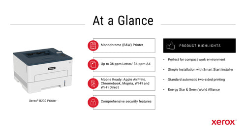 Xerox B230 Printer, Black and White Laser, Wireless