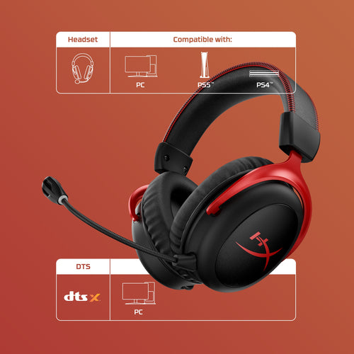 HyperX Cloud II Wireless - Gaming Headset (Black-Red)