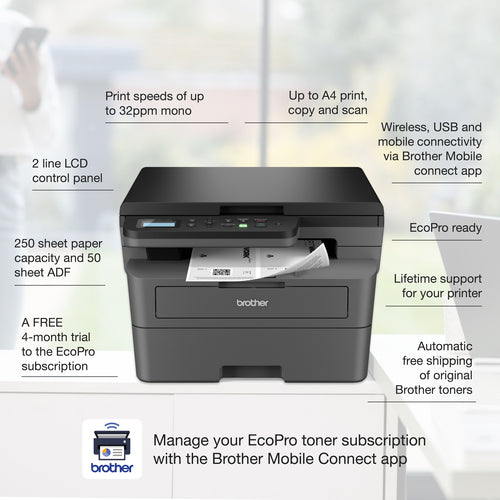 Brother DCP-L2627DWE EcoPro Ready 3-in-1 Mono Laser Printer