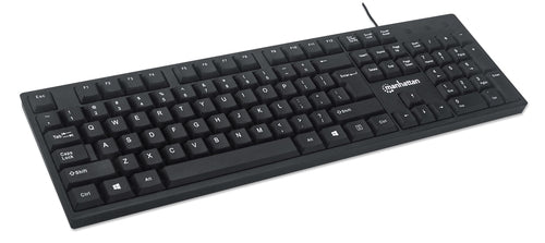 Manhattan Keyboard USB Wired, Black, Full Size Keys, Cable 1.5m, USB-A connection, Plug and Play, Three Year Warranty, Retail Boxed