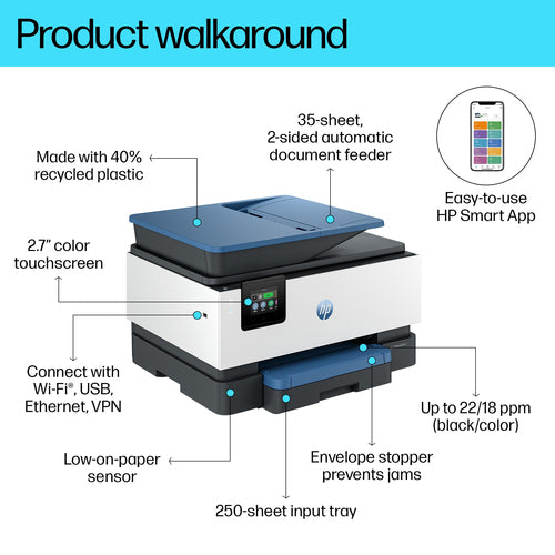 HP OfficeJet Pro 9125e All-in-One Printer Thermal inkjet A4 4800 x 1200 DPI 22 ppm Wi-Fi