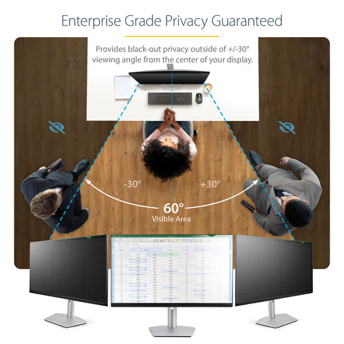 StarTech.com Monitor Privacy Screen for 20 inch PC Display - Computer Screen Security Filter - Blue Light Reducing Screen Protector Film - 16:9 Widescreen - Matte/Glossy - +/-30 Degree