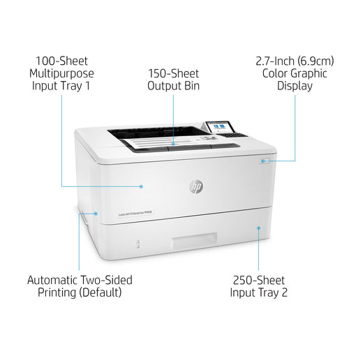 HP LaserJet Enterprise M406dn, Black and white, Printer for Business, Print, Compact Size; Strong Security; Two-sided printing; Energy Efficient; Front-facing USB printing