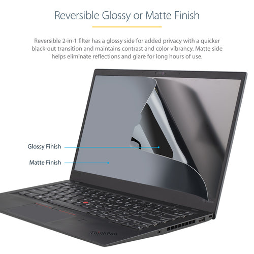 StarTech.com 13.3in Laptop Privacy Screen - Anti-Glare Privacy Filter for Widescreen (16:9) Displays - Laptop Monitor Screen Protector with 51% Blue Light Reduction - Reversible Matte/Glossy Sides