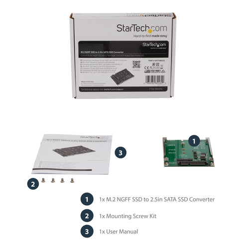 StarTech.com M.2 SATA SSD to 2.5in SATA Adapter - M.2 NGFF to SATA Converter - 7mm - Open-Frame Bracket - M2 Hard Drive Adapter