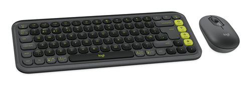Logitech POP Icon Combo keyboard Mouse included Universal Bluetooth QWERTY UK English Graphite, Green