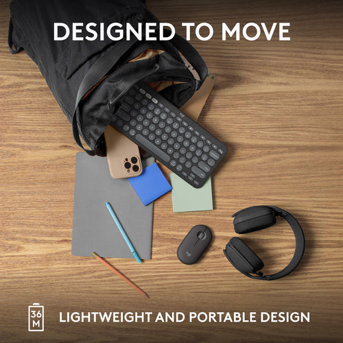 Logitech Pebble Keys 2 K380s keyboard RF Wireless + Bluetooth QWERTY US International Graphite