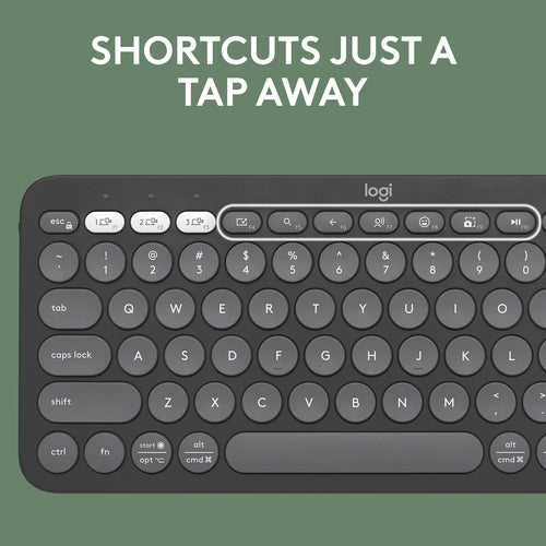 Logitech Pebble Keys 2 K380s keyboard RF Wireless + Bluetooth QWERTY US International Graphite