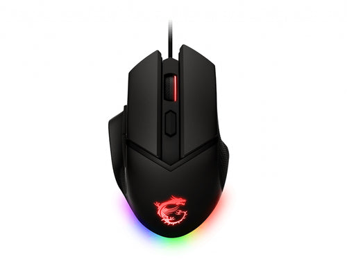 MSI CLUTCH GM20 ELITE Optical Gaming Mouse '6400 DPI Optical Sensor, 6 Programmable button, Dual-Zone RGB, Ergonomic design, OMRON Switch with 20+ Million Clicks, Weight Adjustable, Red LED'