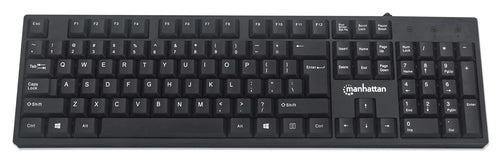 Manhattan Keyboard USB Wired, Black, Full Size Keys, Cable 1.5m, USB-A connection, Plug and Play, Three Year Warranty, Retail Boxed