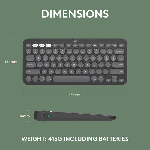 Logitech Pebble Keys 2 K380s keyboard RF Wireless + Bluetooth QWERTY US International Graphite