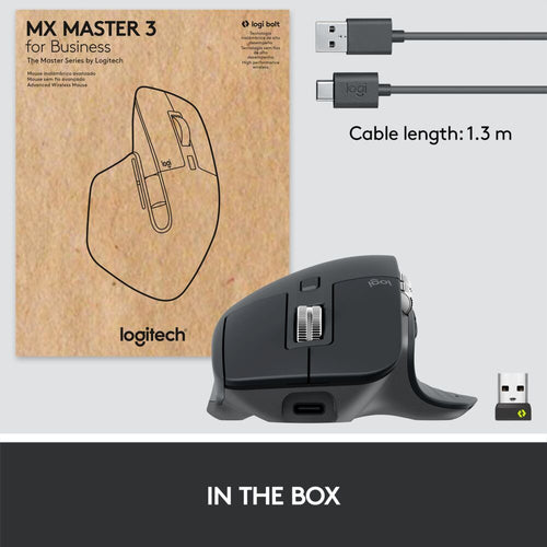 Logitech MX Master 3s for Business mouse Right-hand RF Wireless + Bluetooth Laser 8000 DPI
