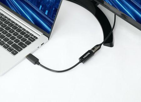 Manhattan DisplayPort 1.2 to HDMI Active Adapter, 4K@60Hz, 15cm, Male to Female, DP With Latch, Black, Not Bi-Directional, Three Year Warranty, Polybag