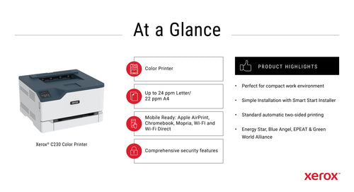 Xerox C230 Colour Printer, Laser, Wireless