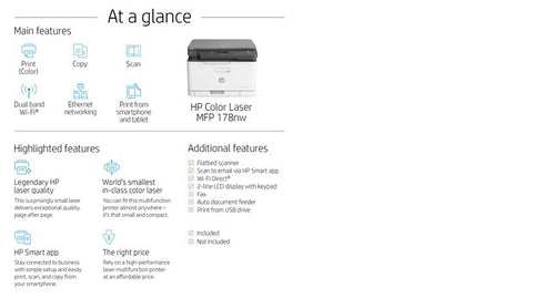 HP Color Laser MFP 178nw, Print, copy, scan, Scan to PDF