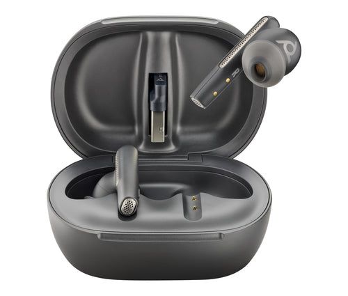 POLY Voyager Free 60+ UC Carbon Black Earbuds +BT700 USB-A Adapter +Touchscreen Charge Case Headset Wireless In-ear Calls/Music USB Type-A Bluetooth