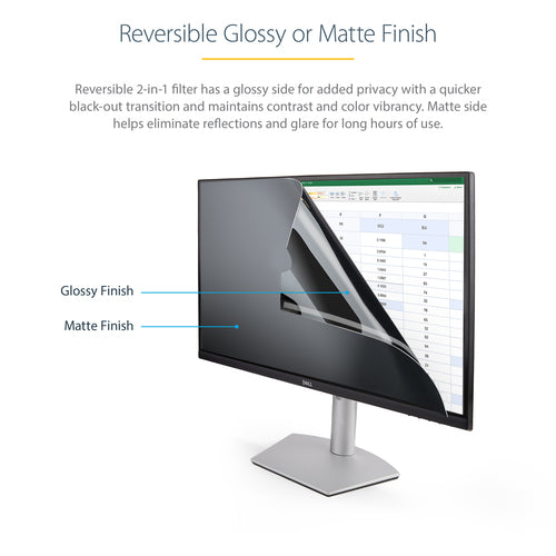 StarTech.com Monitor Privacy Screen for 20 inch PC Display - Computer Screen Security Filter - Blue Light Reducing Screen Protector Film - 16:9 Widescreen - Matte/Glossy - +/-30 Degree